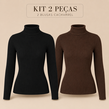 Kit 2 Blusas Gola Alta Manga longa Canelada Zivo Premium