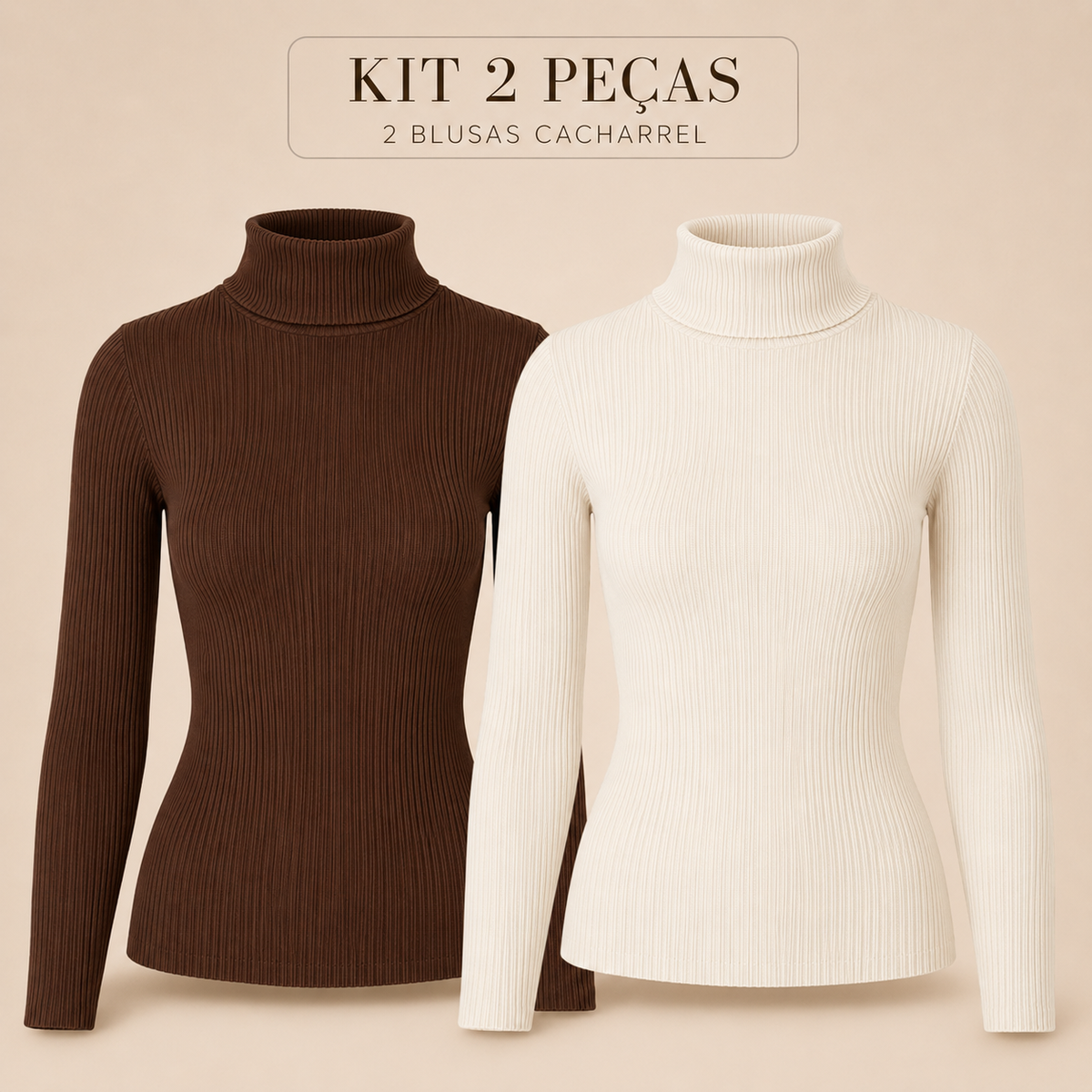 Kit 2 Blusas Cacharrel Gola Alta Canelada