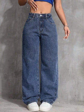 Calça Wide Leg Jeans Feminina Cintura Alta Pantalona