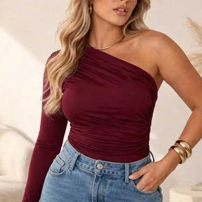 Body feminino drapeado mula manca moda gringa
