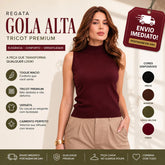 KIT 2 Colete Blusa Feminina Tricot Gola Alta Sem Manga